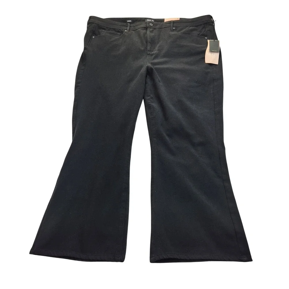 NEW NYDJ Curves 360‎ Shape Crop Kick Flare Jeans Black Size 24 Stretch Denim NWT